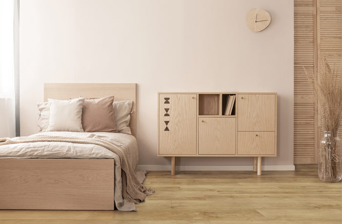 mocha toned colour drenched bedroom